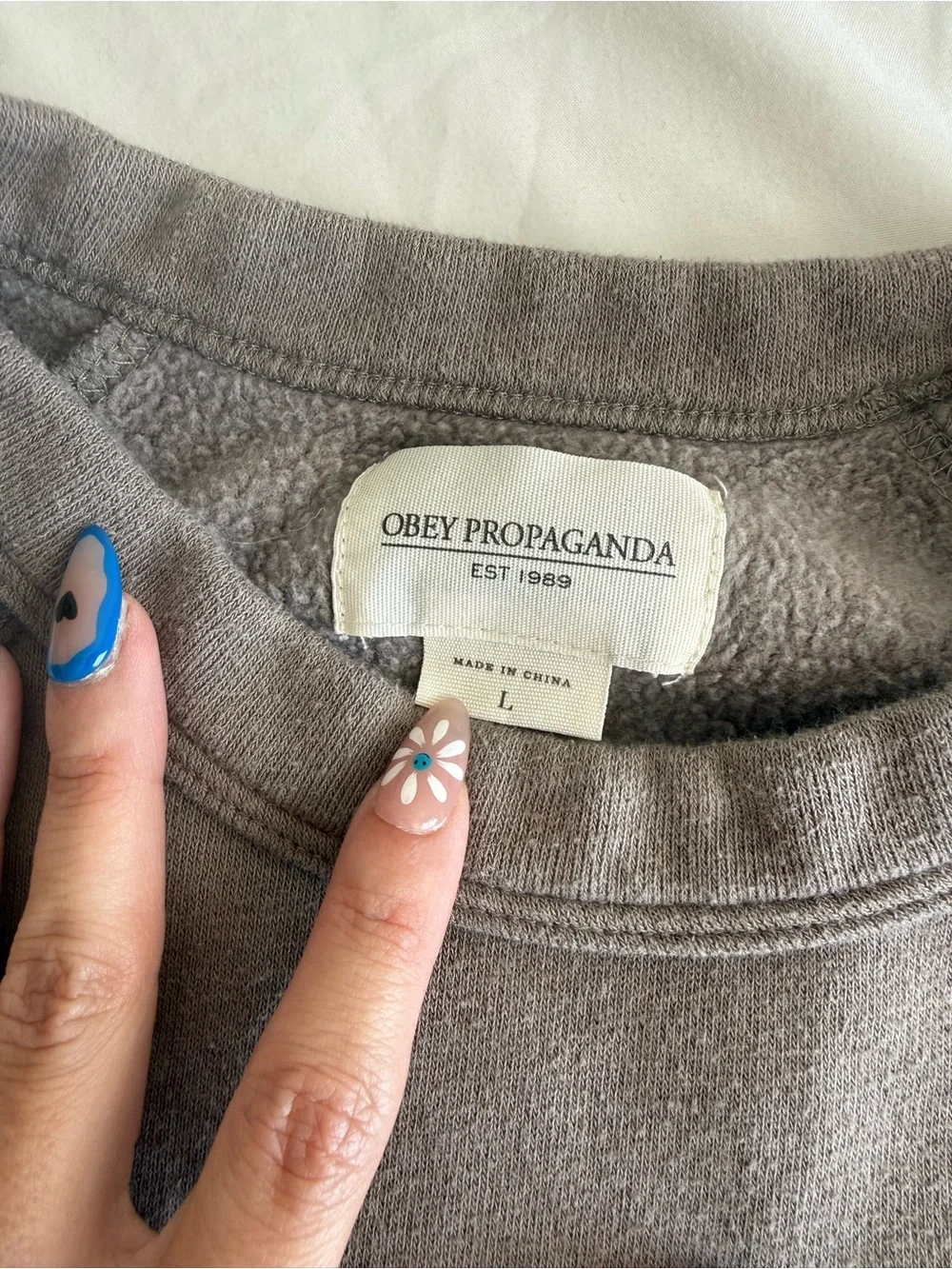 Men's Obey Propaganda Brown Crewneck Pocket Sweatshirt L Earthtone Goblincore
